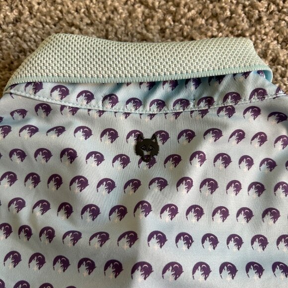 Greyson Mens Printed Polo Shirt M White & Purple Polyester/Spandex Stretch Casua - Picture 11 of 11